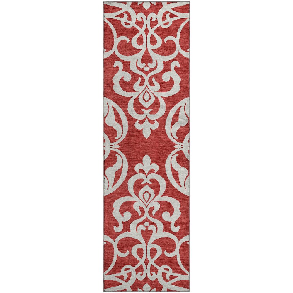 Premium Machine Washable Mayfield AMF973 Red 2'3" x 7'6" Runner Rug. Picture 1