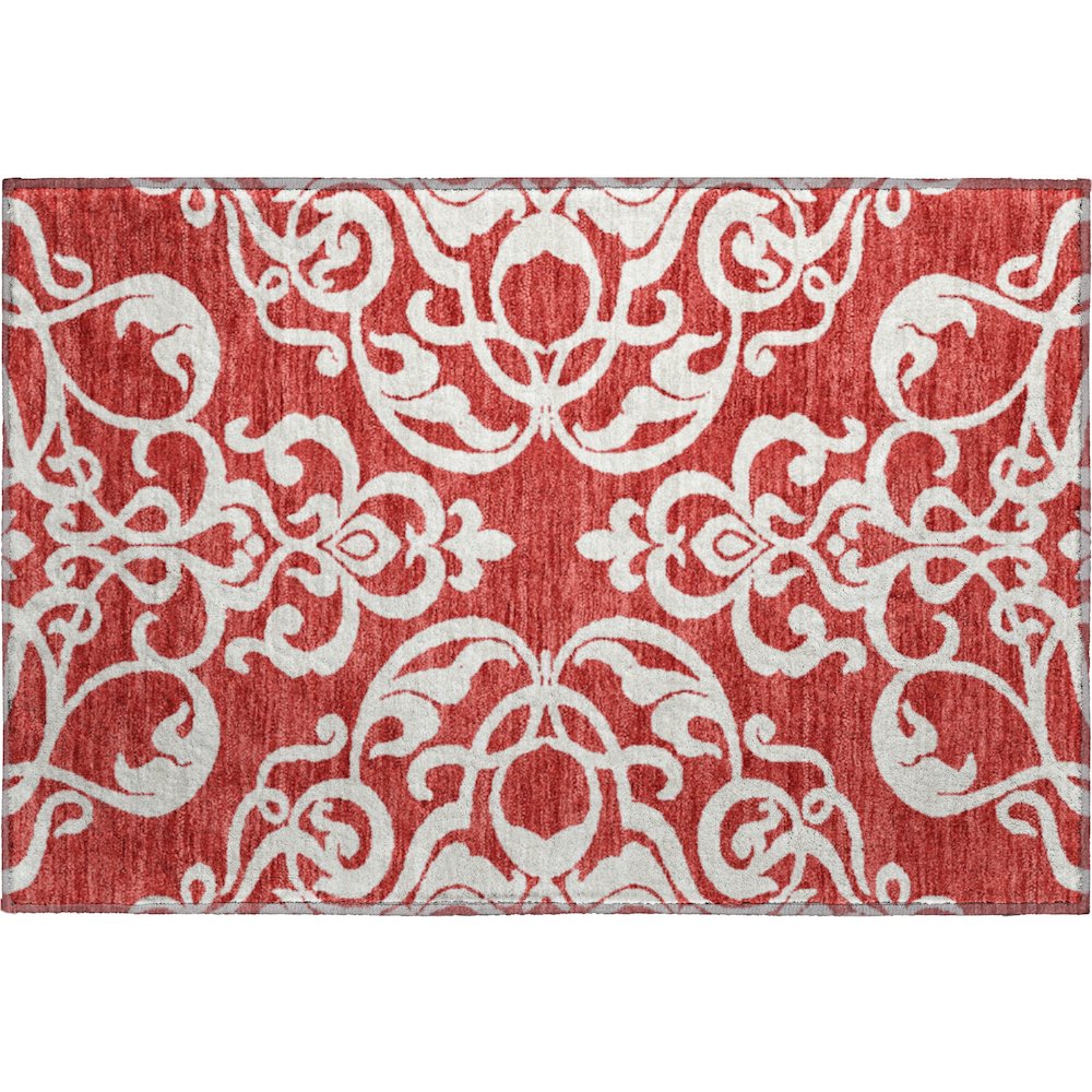 Premium Machine Washable Mayfield AMF973 Red 1'8" x 2'6" Rug. Picture 1