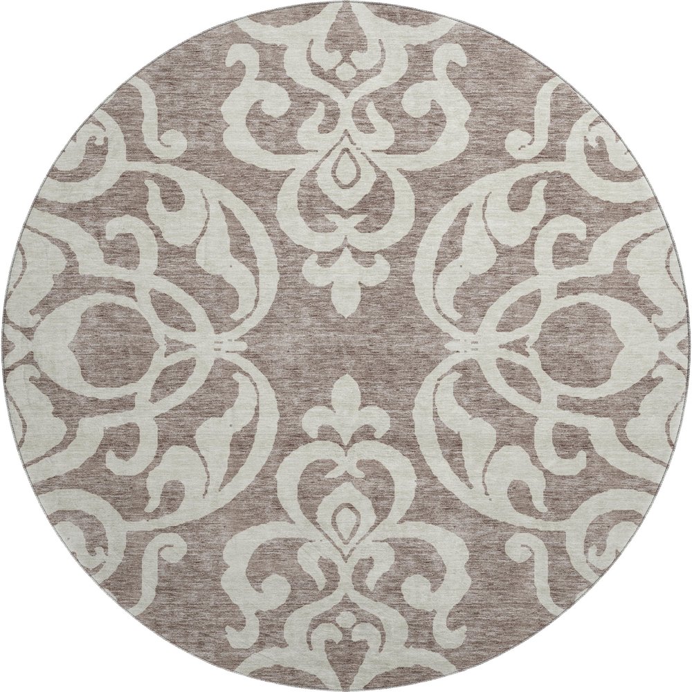 Premium Machine Washable Mayfield AMF973 Taupe 8' x 8' Round Rug. Picture 1