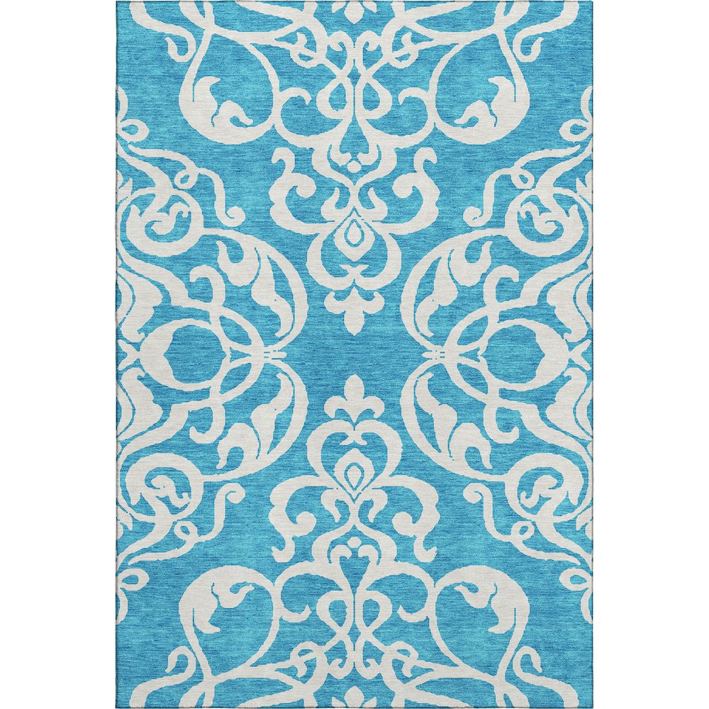 Premium Machine Washable Mayfield AMF973 Turquoise 2'6" x 3'10" Rug. Picture 1