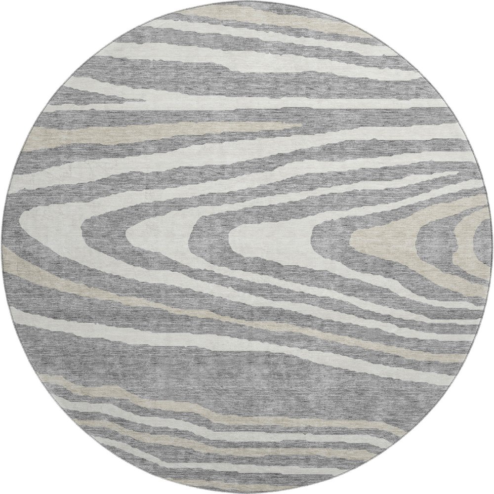 Premium Machine Washable Mayfield AMF974 Gray 8' x 8' Round Rug. Picture 1