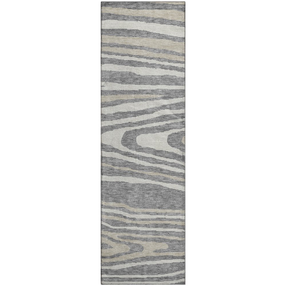 Premium Machine Washable Mayfield AMF974 Gray 2'3" x 7'6" Runner Rug. Picture 1