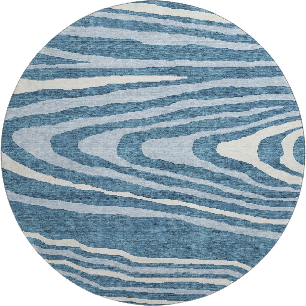 Premium Machine Washable Mayfield AMF974 Navy 8' x 8' Round Rug. Picture 1