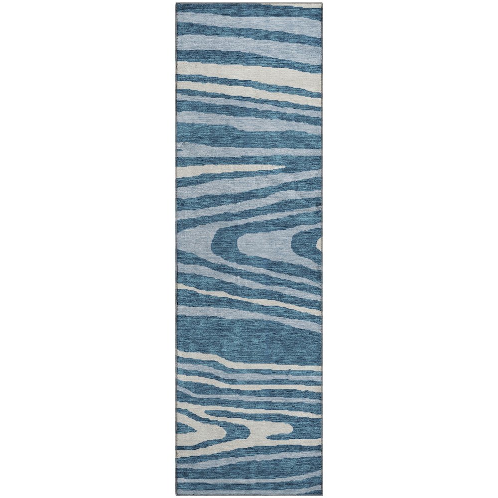 Premium Machine Washable Mayfield AMF974 Navy 2'3" x 7'6" Runner Rug. Picture 1