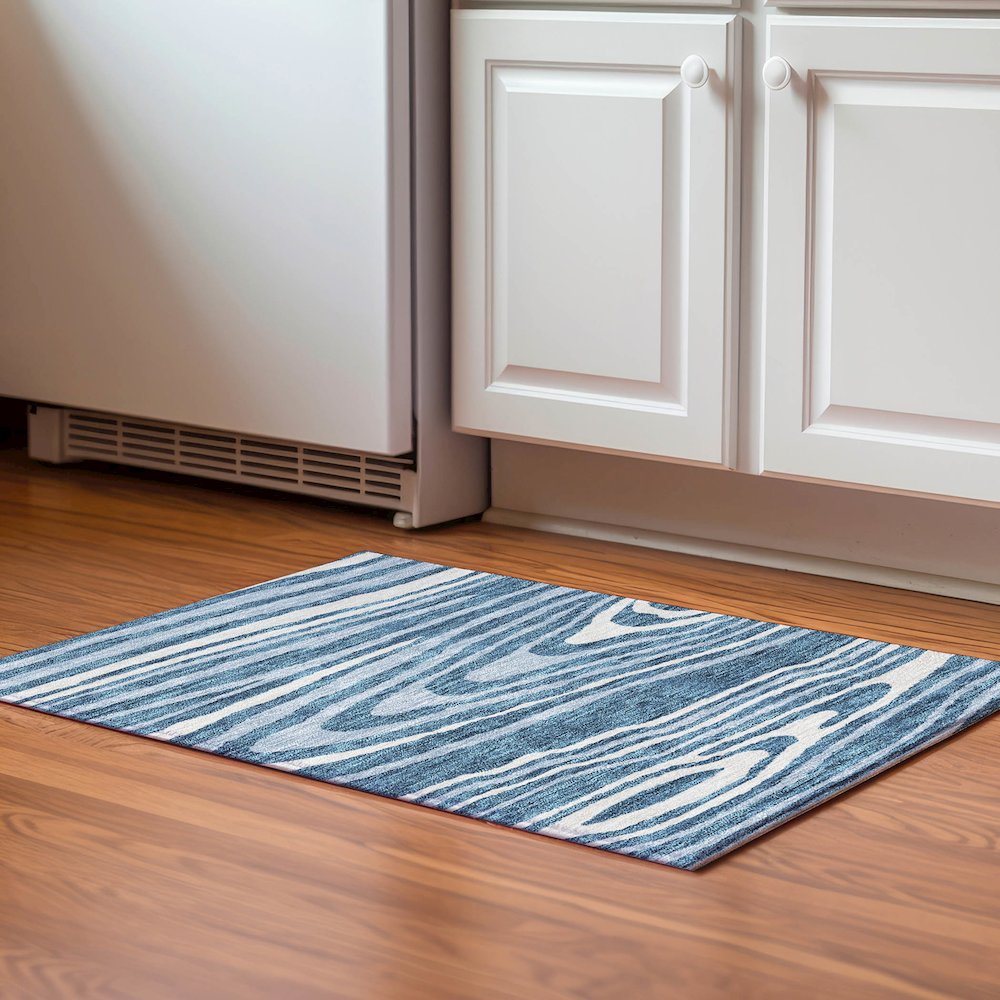 Premium Machine Washable Mayfield AMF974 Navy 1'8" x 2'6" Rug. Picture 5