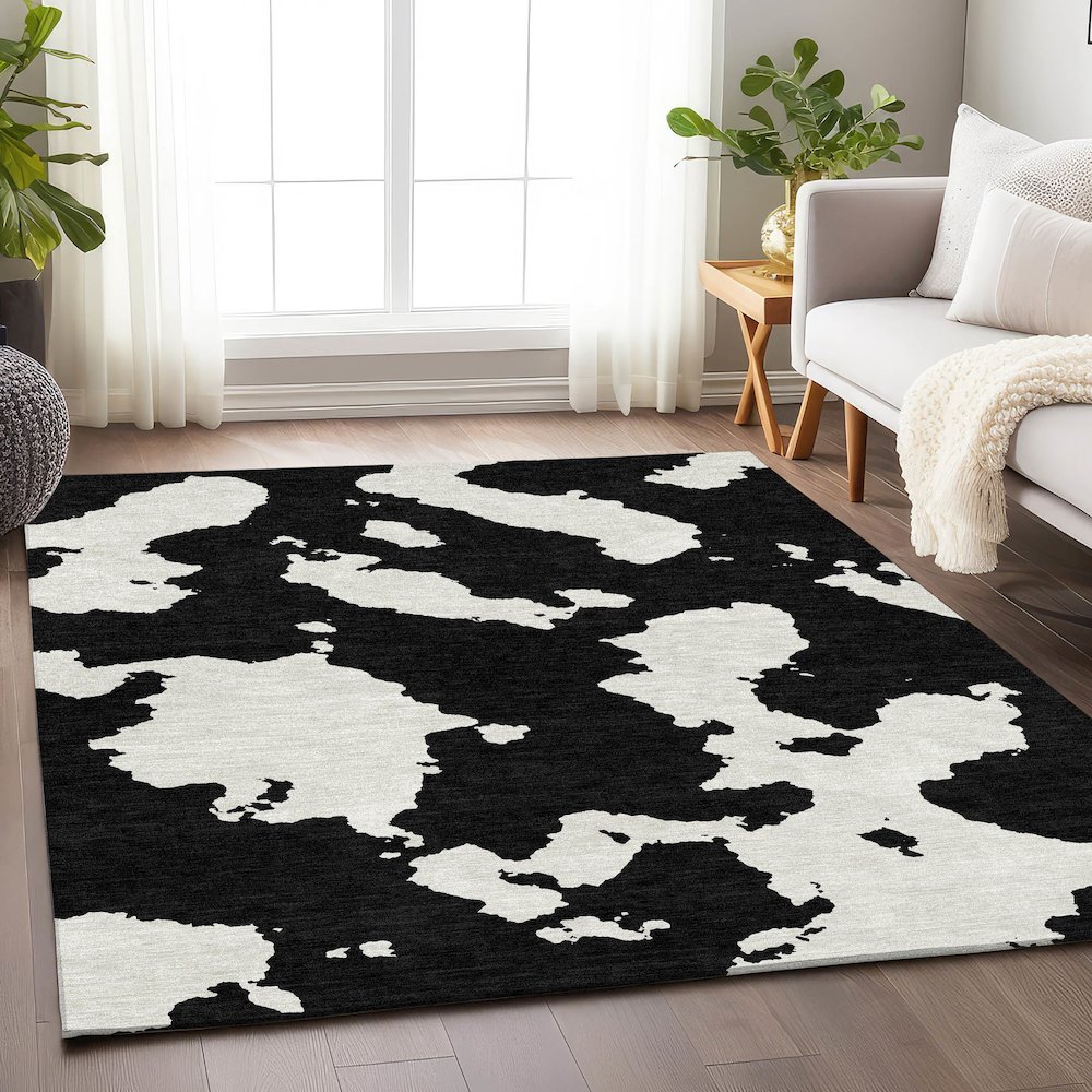 Premium Machine Washable Mayfield AMF975 Black 2'6" x 3'10" Rug. Picture 5