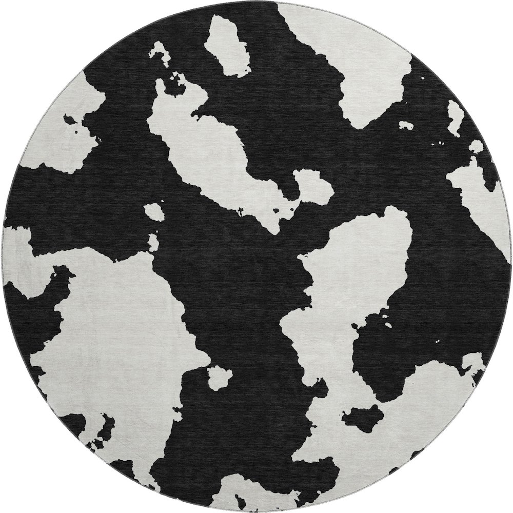Premium Machine Washable Mayfield AMF975 Black 8' x 8' Round Rug. Picture 1