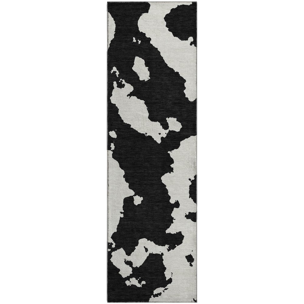 Premium Machine Washable Mayfield AMF975 Black 2'3" x 7'6" Runner Rug. Picture 1