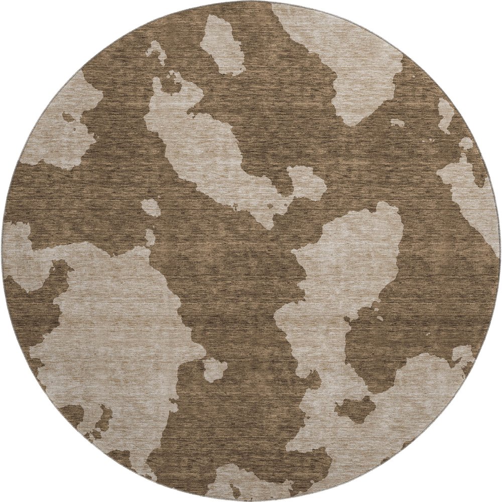Premium Machine Washable Mayfield AMF975 Brown 8' x 8' Round Rug. Picture 1