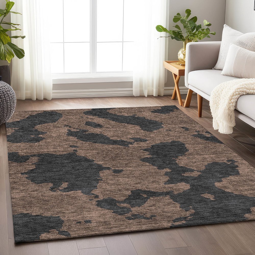 Premium Machine Washable Mayfield AMF975 Chocolate 2'6" x 3'10" Rug. Picture 5