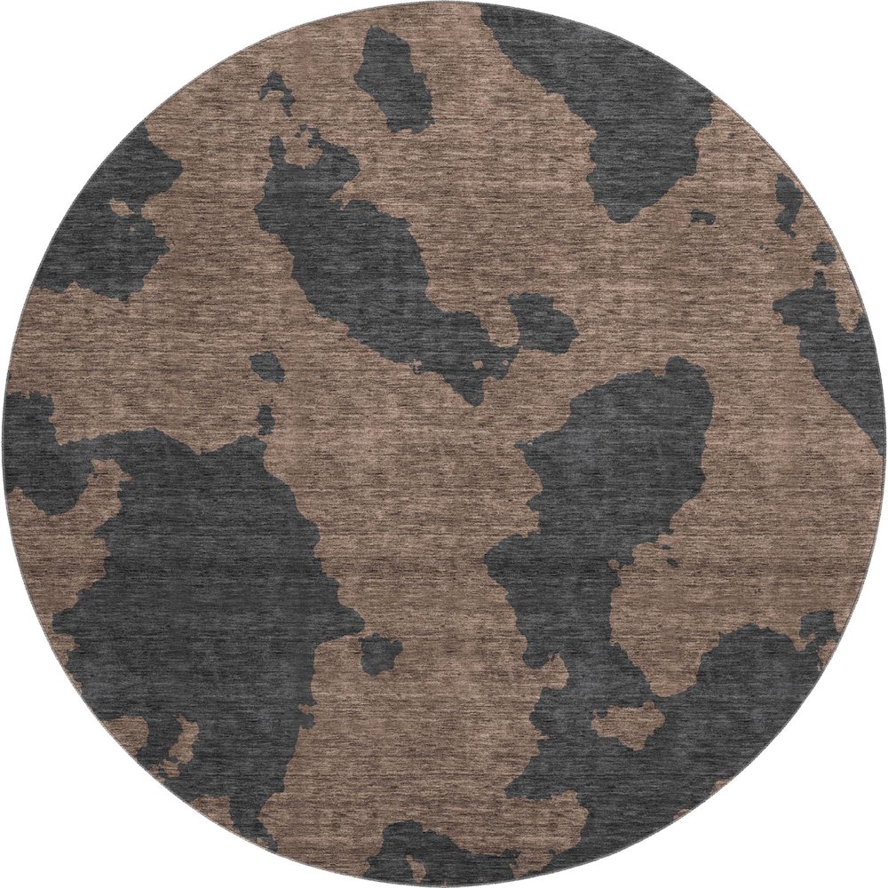 Premium Machine Washable Mayfield AMF975 Chocolate 8' x 8' Round Rug. Picture 1