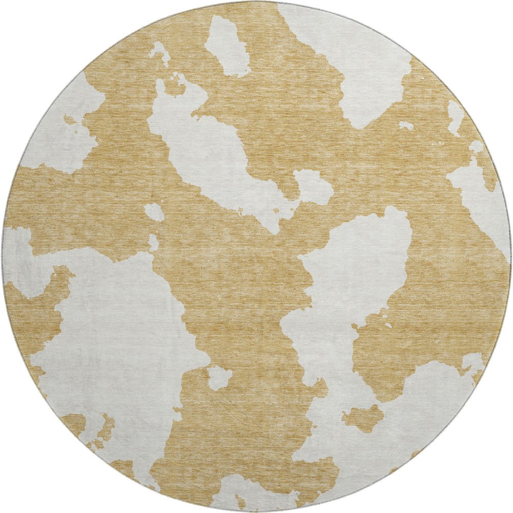 Premium Machine Washable Mayfield AMF975 Gold 8' x 8' Round Rug. Picture 1