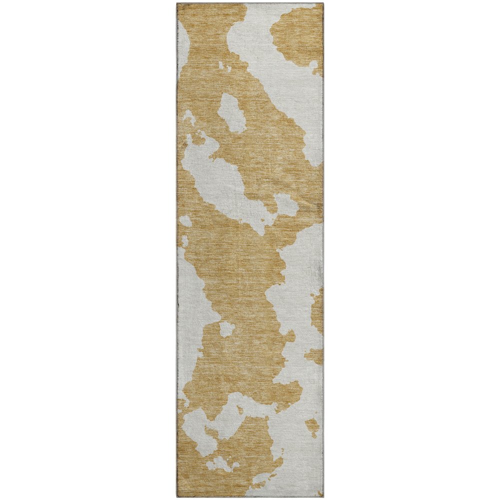 Premium Machine Washable Mayfield AMF975 Gold 2'3" x 7'6" Runner Rug. Picture 1