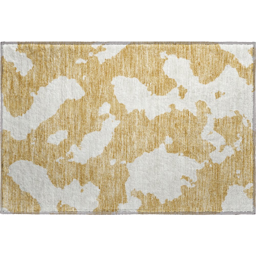 Premium Machine Washable Mayfield AMF975 Gold 1'8" x 2'6" Rug. Picture 1