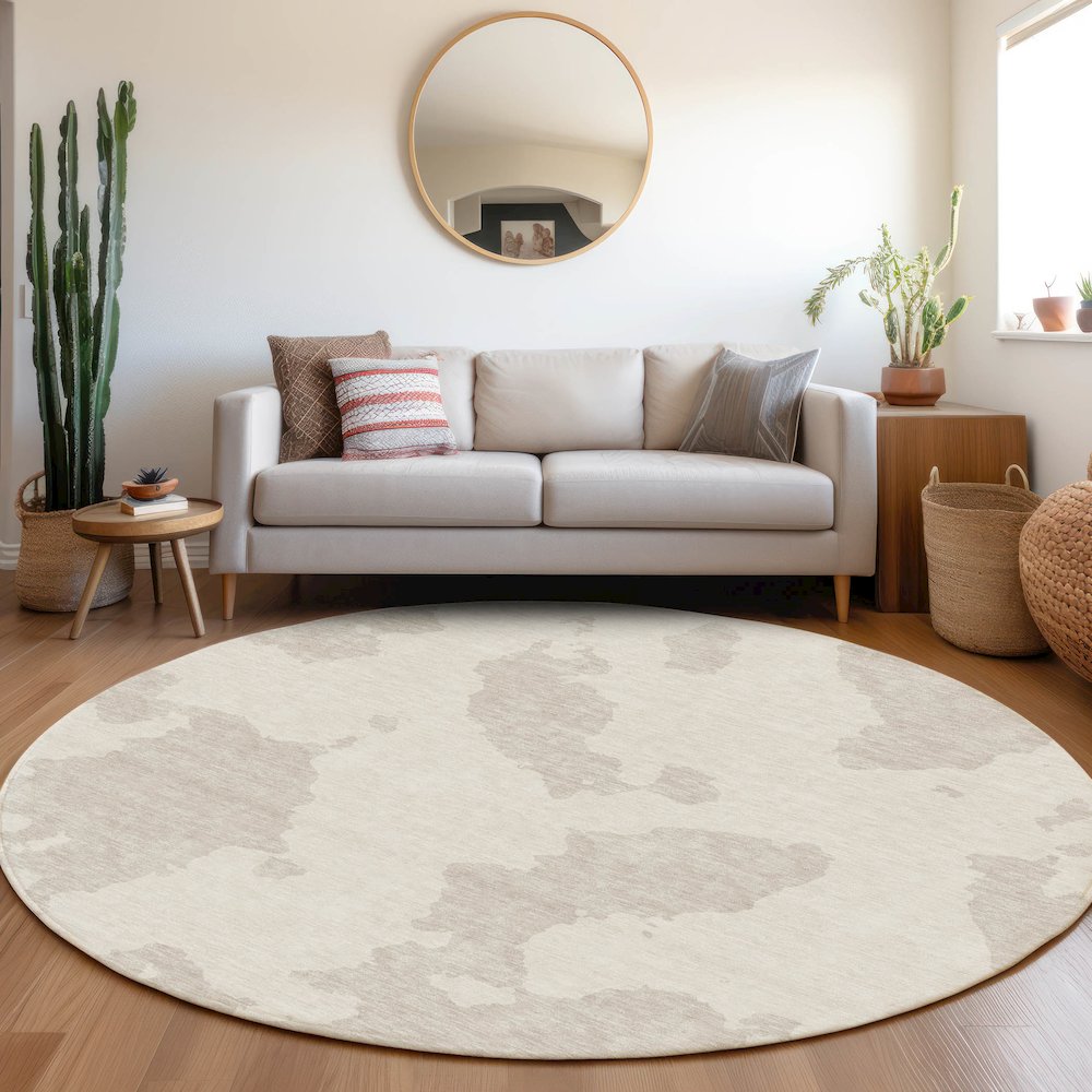 Premium Machine Washable Mayfield AMF975 Ivory 8' x 8' Round Rug. Picture 5