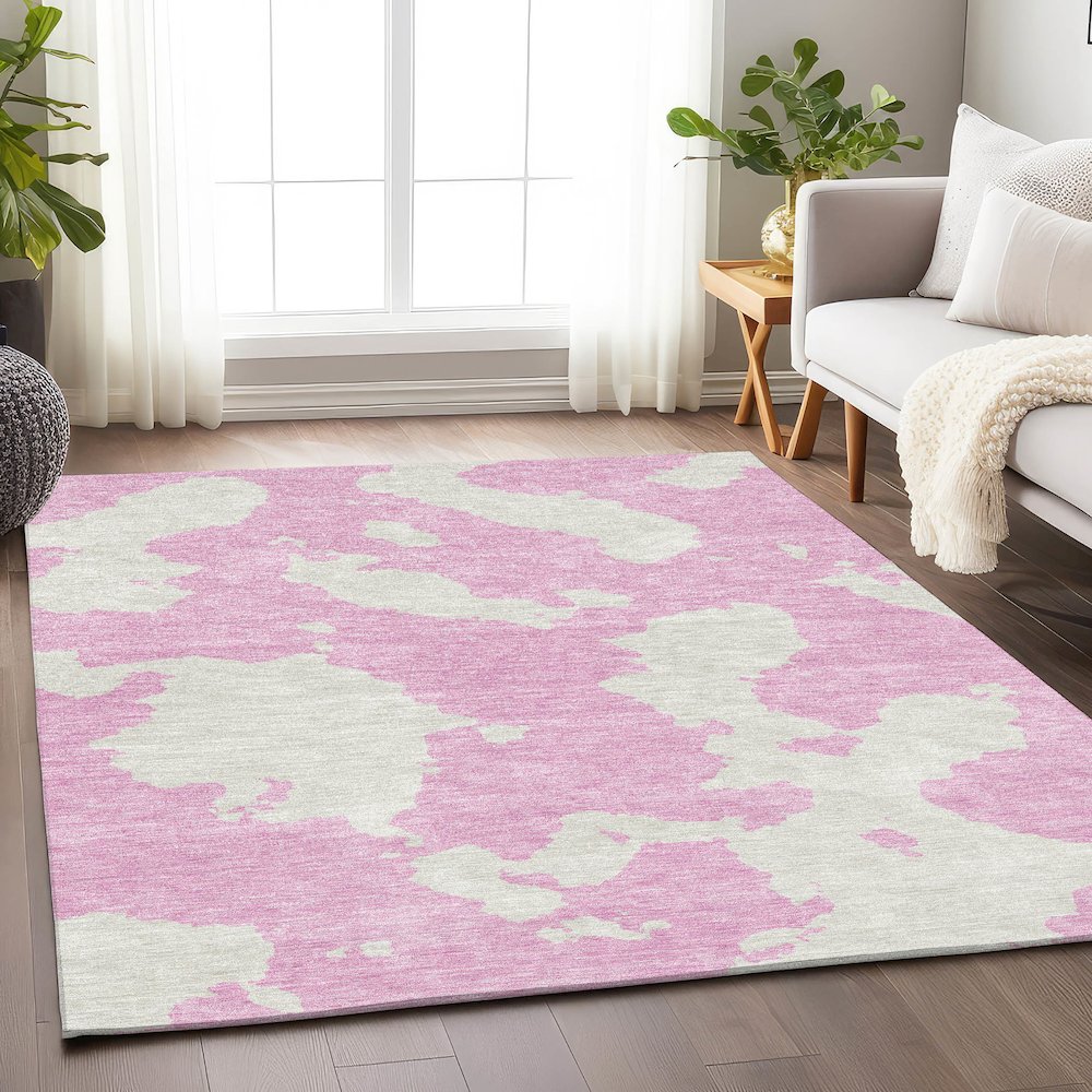 Premium Machine Washable Mayfield AMF975 Pink 2'6" x 3'10" Rug. Picture 5
