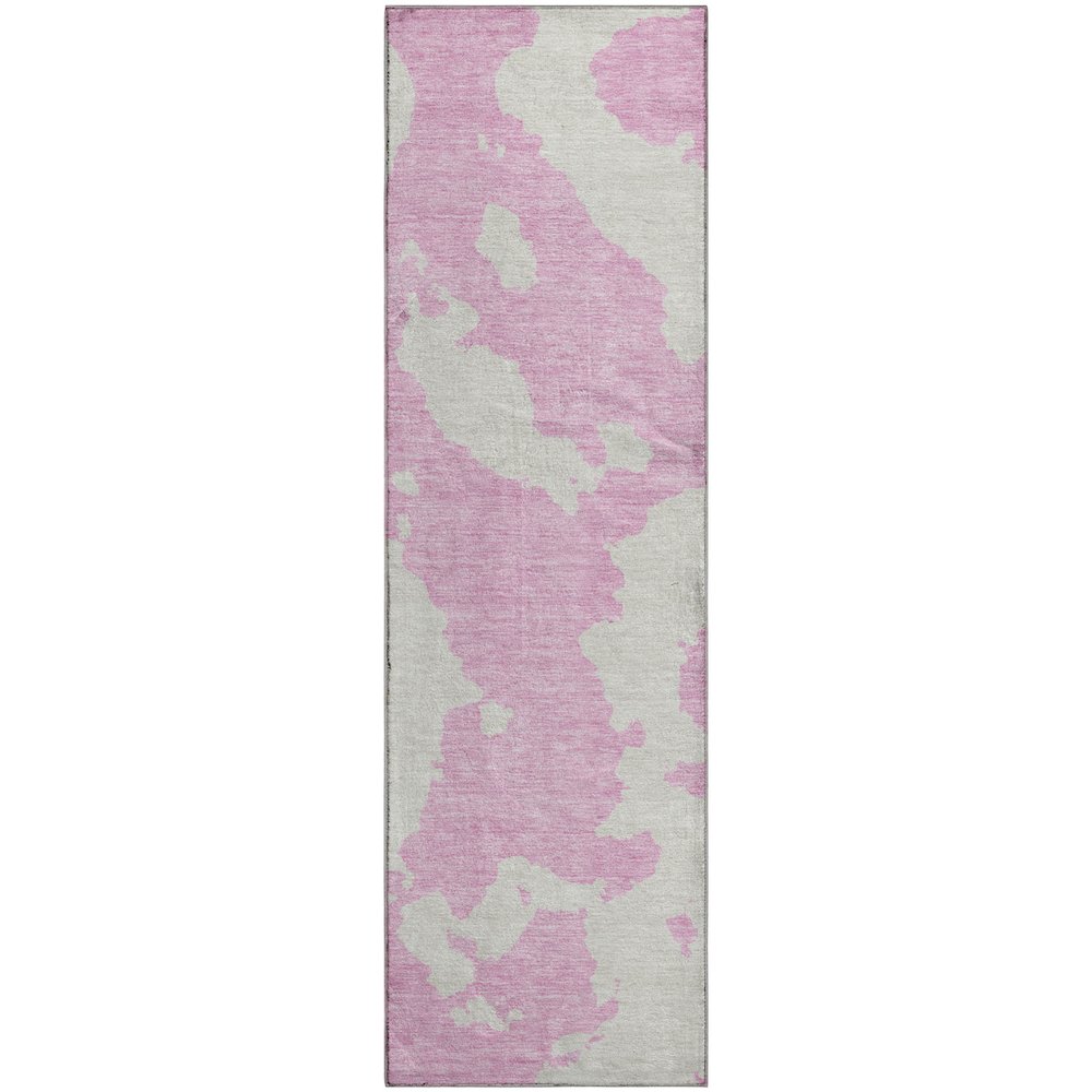Premium Machine Washable Mayfield AMF975 Pink 2'3" x 7'6" Runner Rug. Picture 1