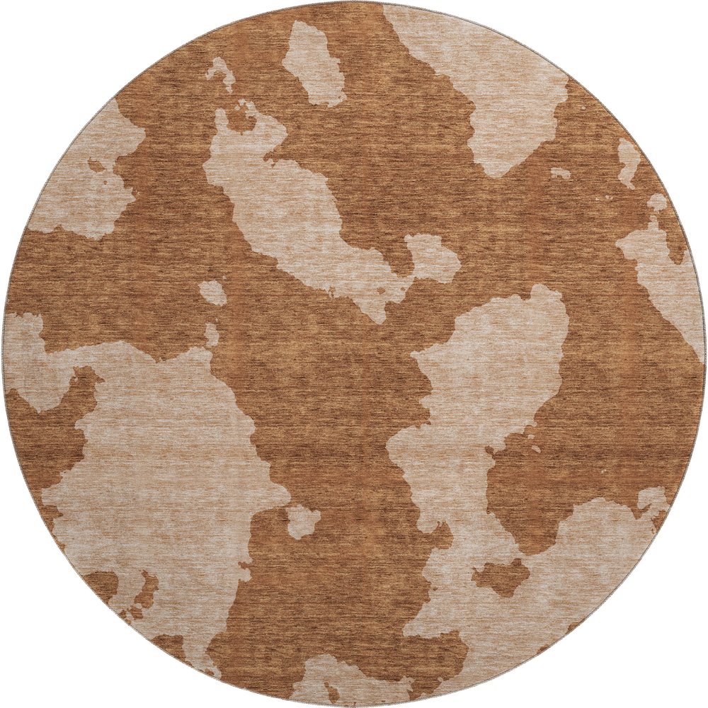 Premium Machine Washable Mayfield AMF975 Terracotta 8' x 8' Round Rug. Picture 1