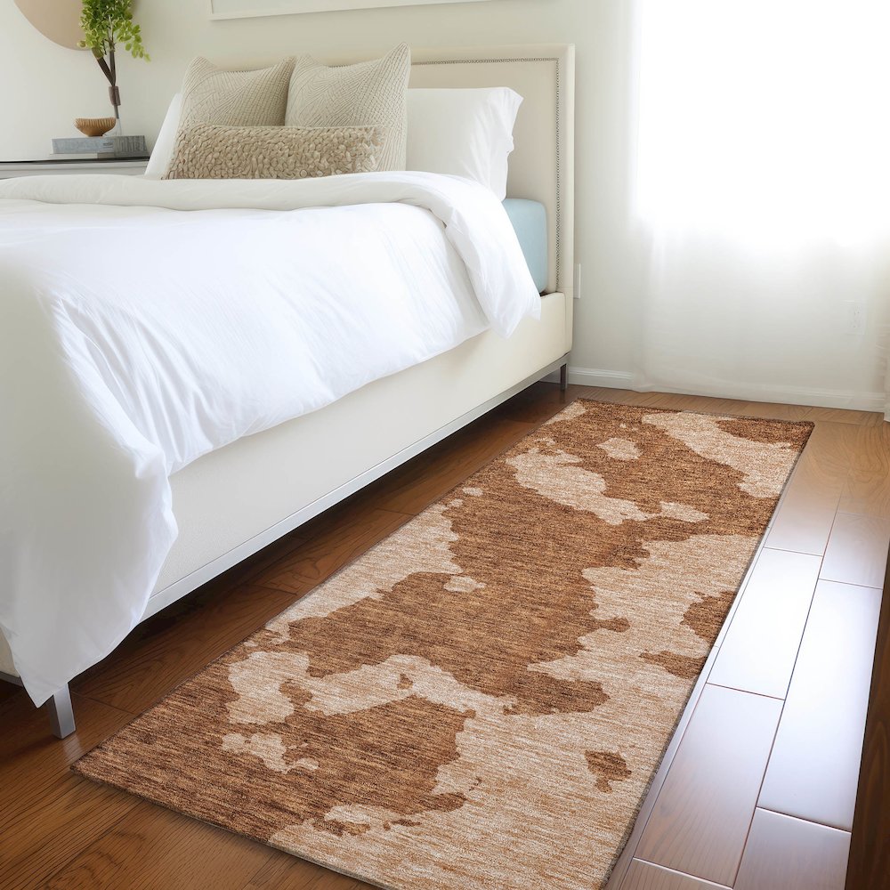 Premium Machine Washable Mayfield AMF975 Terracotta 2'3" x 7'6" Runner Rug. Picture 5