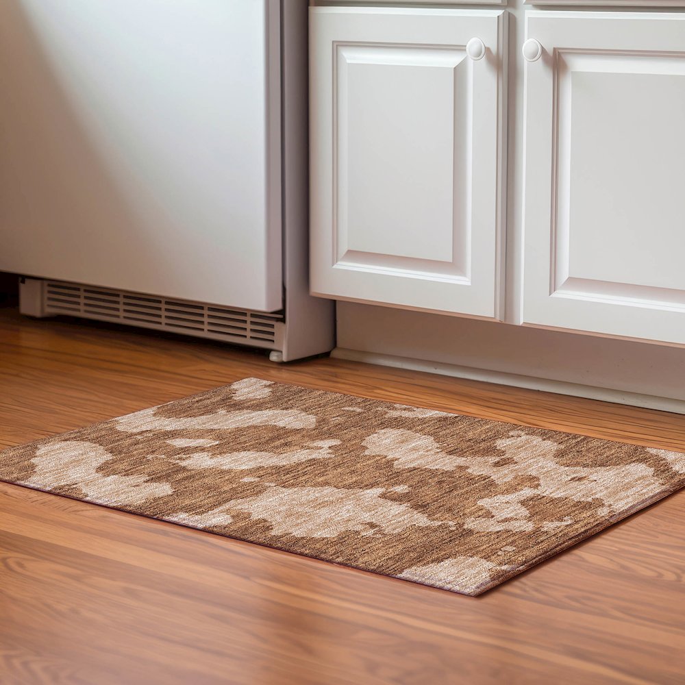 Premium Machine Washable Mayfield AMF975 Terracotta 1'8" x 2'6" Rug. Picture 5