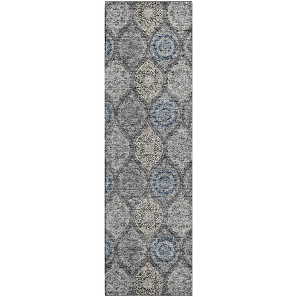 Premium Machine Washable Mayfield AMF976 Gray 2'3" x 7'6" Runner Rug. Picture 1