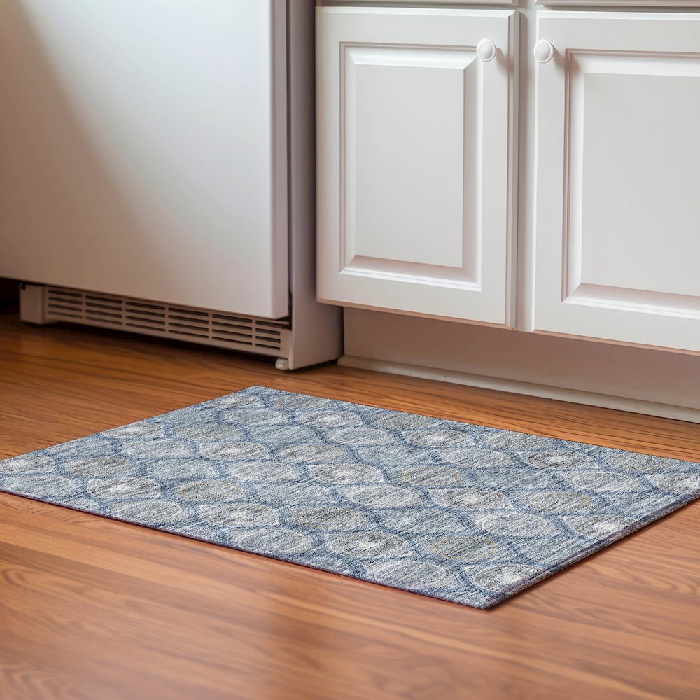 Premium Machine Washable Mayfield AMF976 Navy 1'8" x 2'6" Rug. Picture 5