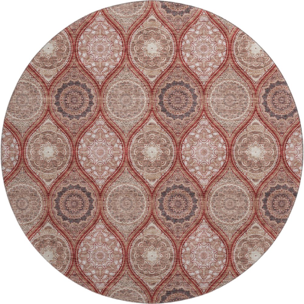Premium Machine Washable Mayfield AMF976 Paprika 8' x 8' Round Rug. Picture 1