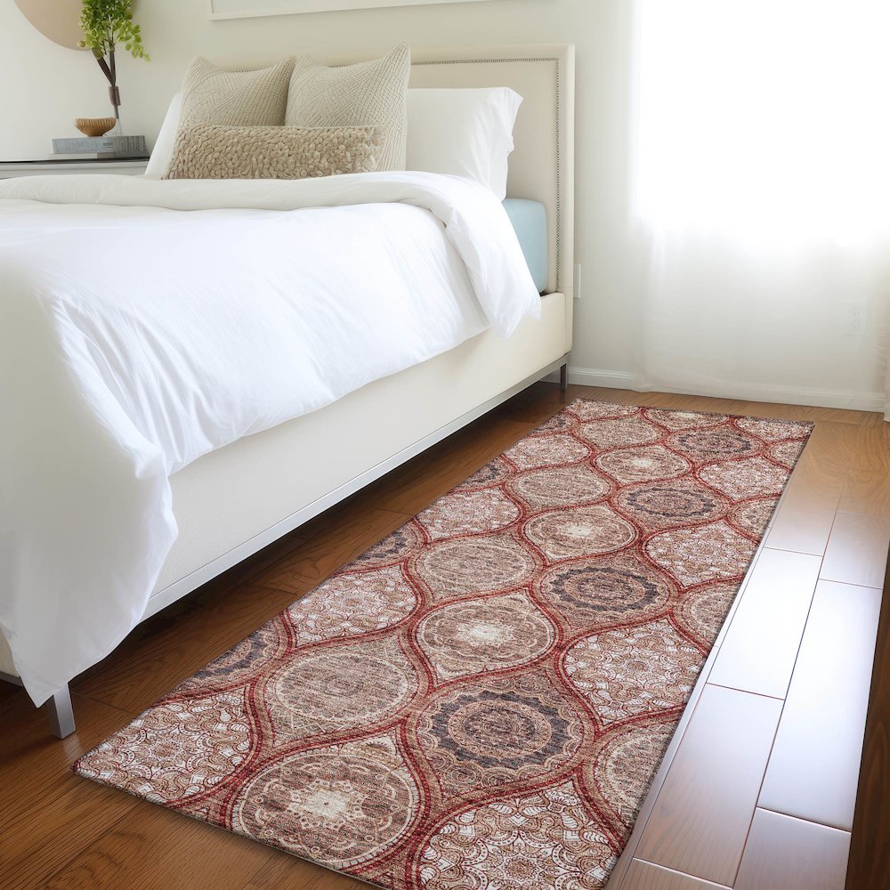 Premium Machine Washable Mayfield AMF976 Paprika 2'3" x 7'6" Runner Rug. Picture 5