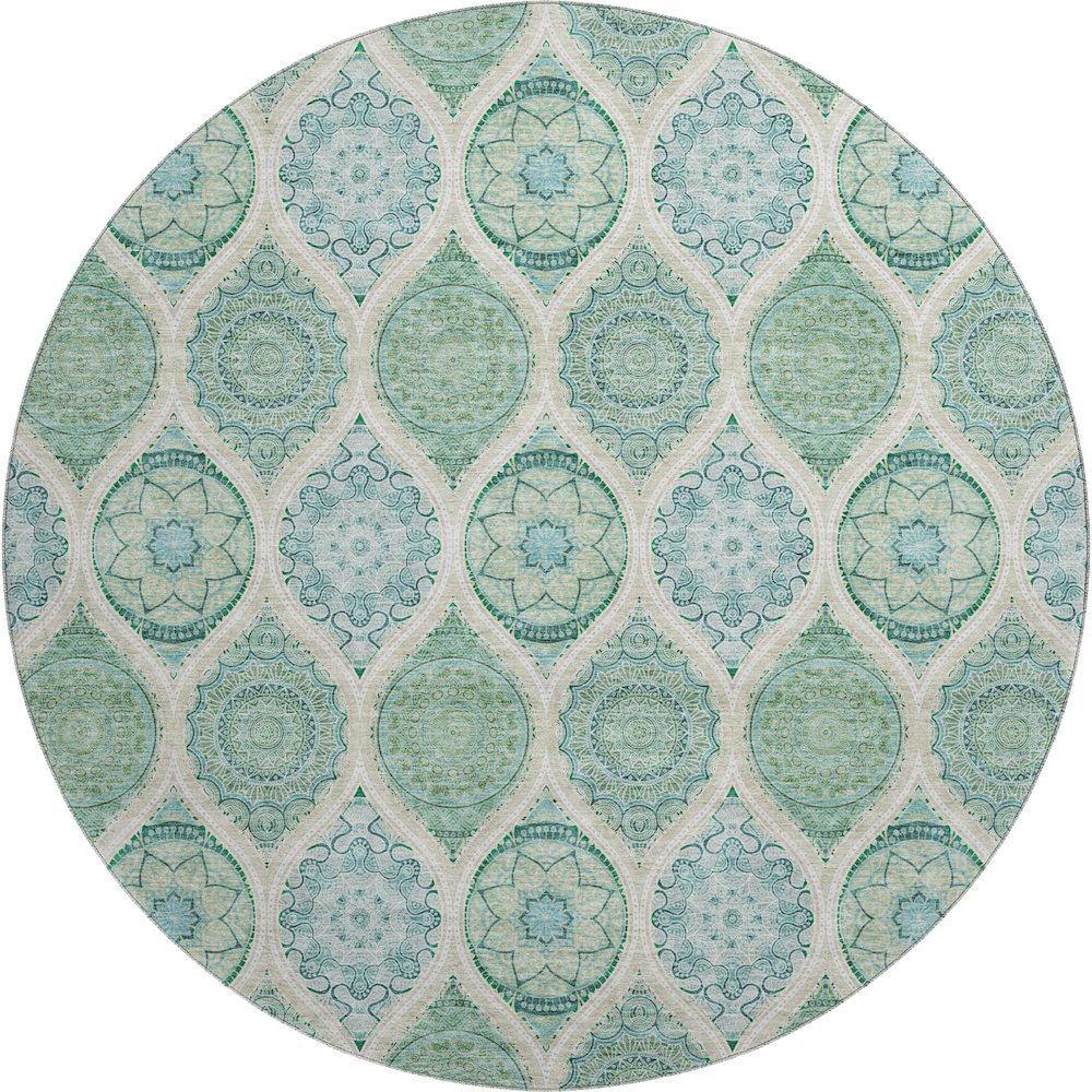 Premium Machine Washable Mayfield AMF976 Sage 8' x 8' Round Rug. Picture 1