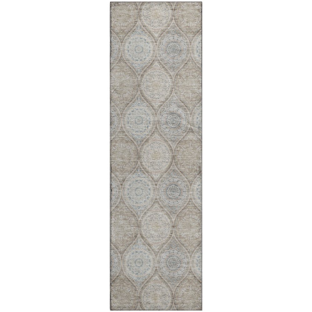 Premium Machine Washable Mayfield AMF976 Taupe 2'3" x 7'6" Runner Rug. Picture 1