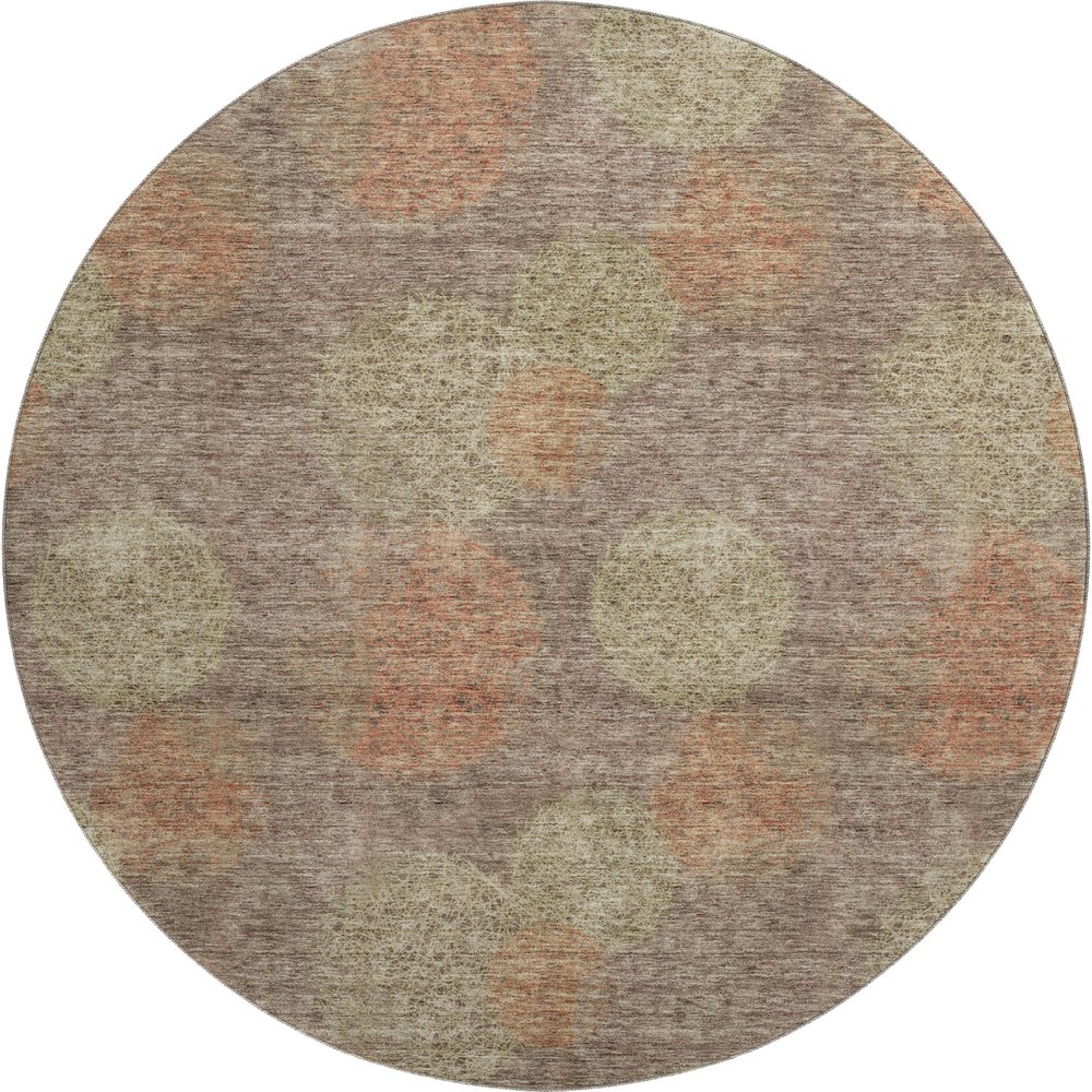 Premium Machine Washable Mayfield AMF977 Brown 8' x 8' Round Rug. Picture 1