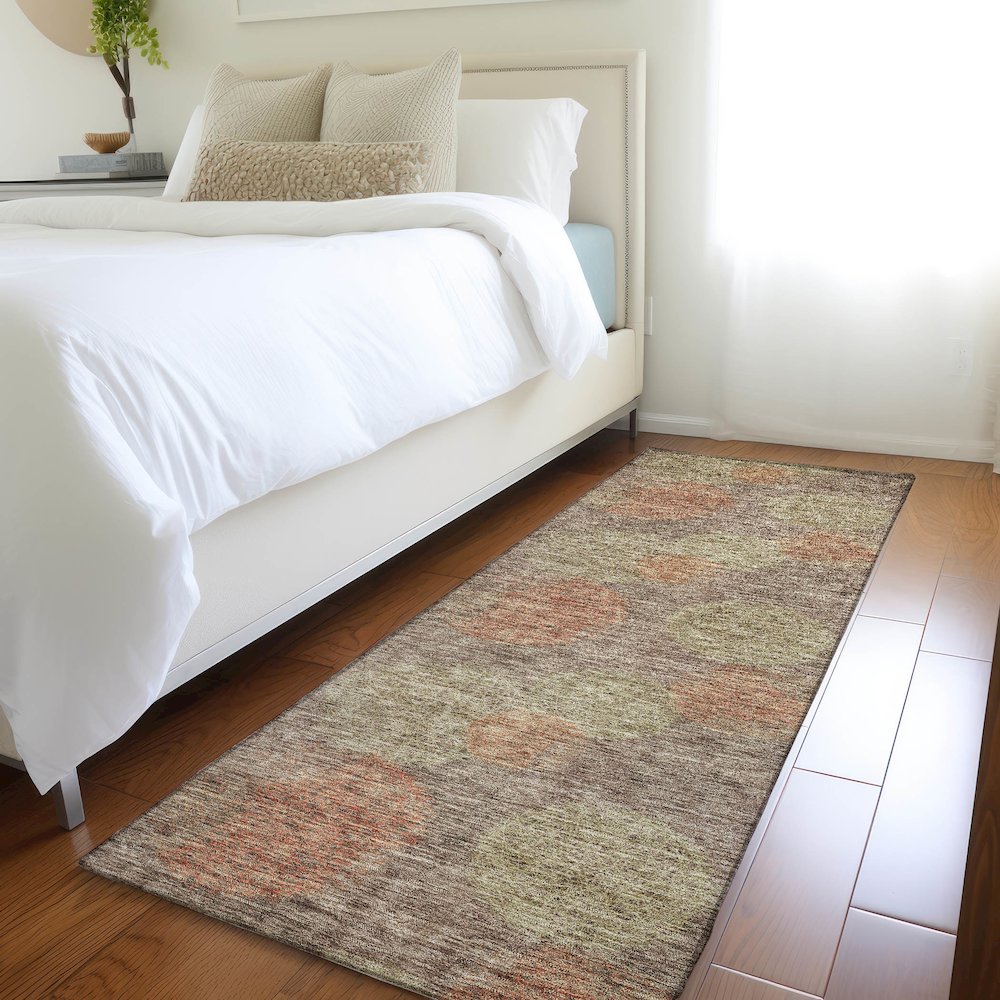 Premium Machine Washable Mayfield AMF977 Brown 2'3" x 7'6" Runner Rug. Picture 5