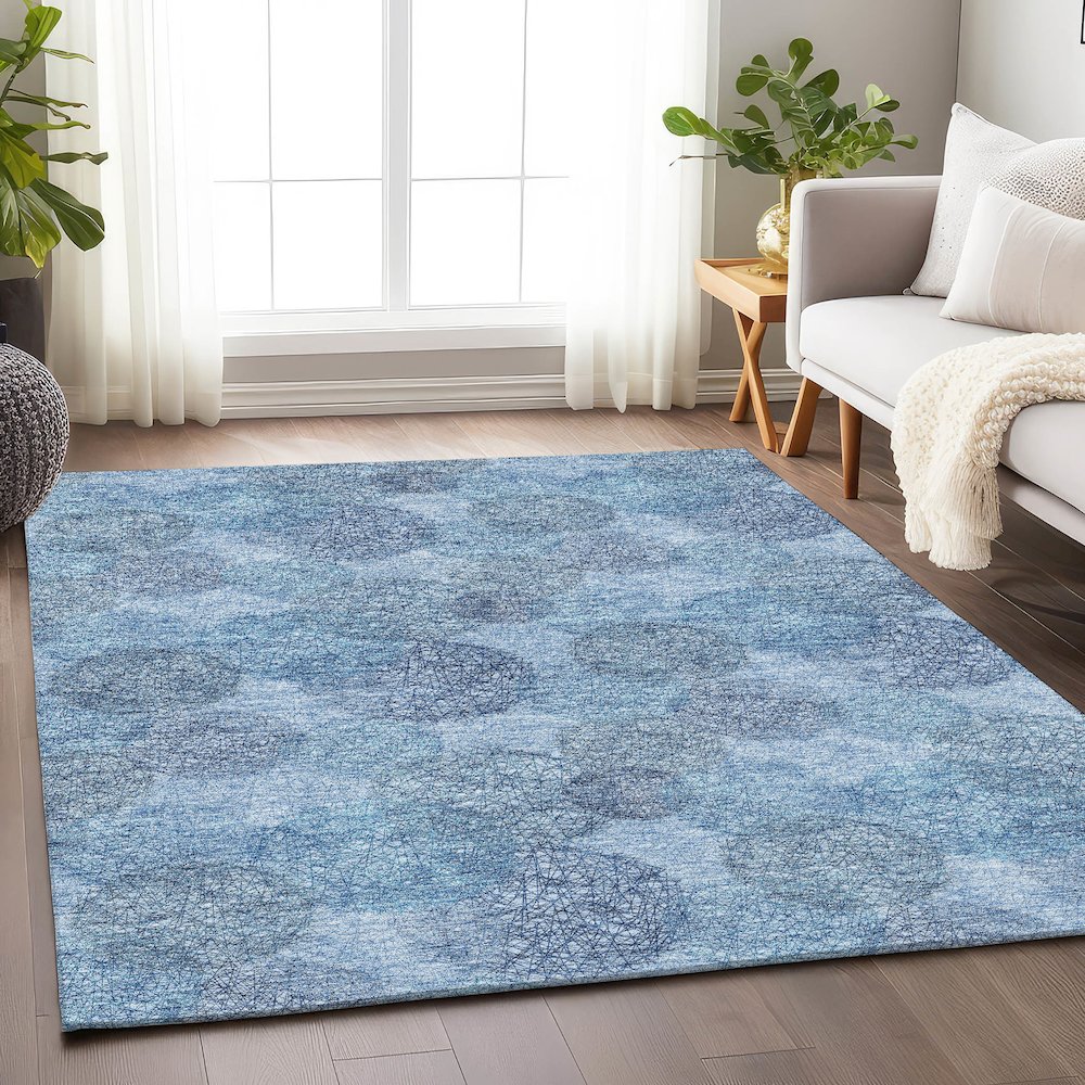 Premium Machine Washable Mayfield AMF977 Denim 2'6" x 3'10" Rug. Picture 5