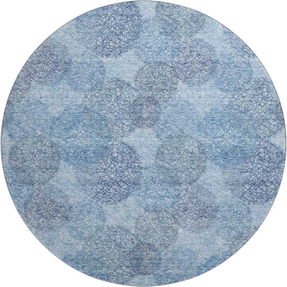 Premium Machine Washable Mayfield AMF977 Denim 8' x 8' Round Rug. Picture 1
