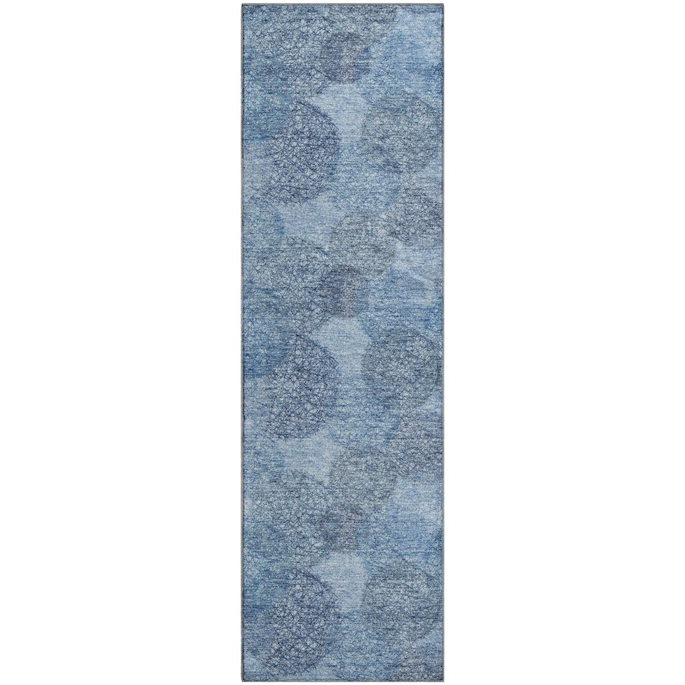 Premium Machine Washable Mayfield AMF977 Denim 2'3" x 7'6" Runner Rug. Picture 1