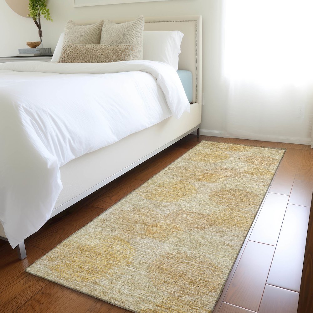 Premium Machine Washable Mayfield AMF977 Gold 2'3" x 7'6" Runner Rug. Picture 5