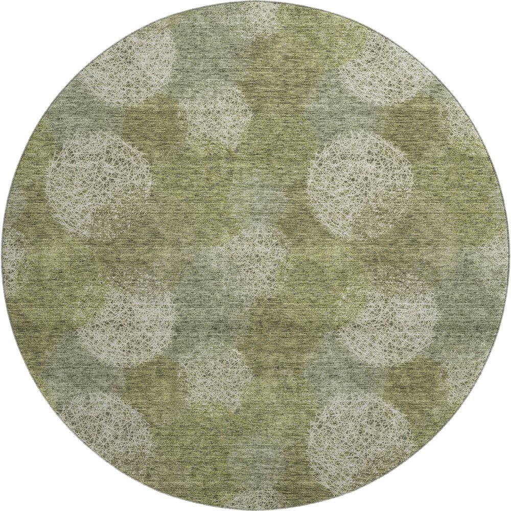 Premium Machine Washable Mayfield AMF977 Green 8' x 8' Round Rug. Picture 1