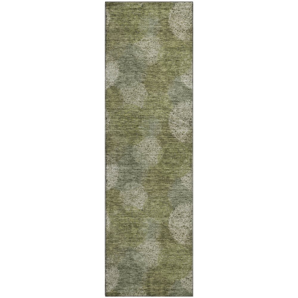 Premium Machine Washable Mayfield AMF977 Green 2'3" x 7'6" Runner Rug. Picture 1
