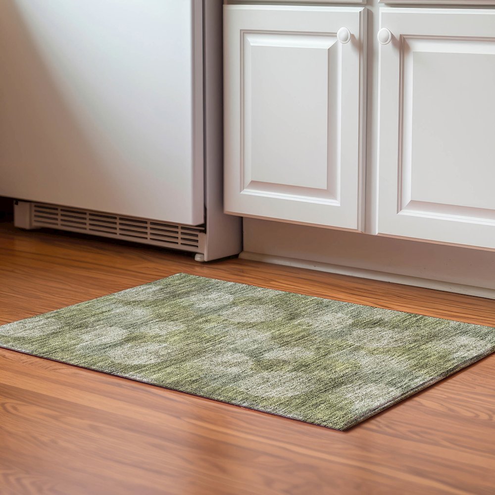 Premium Machine Washable Mayfield AMF977 Green 1'8" x 2'6" Rug. Picture 5