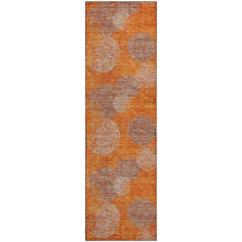 Premium Machine Washable Mayfield AMF977 Orange 2'3" x 7'6" Runner Rug. Picture 1