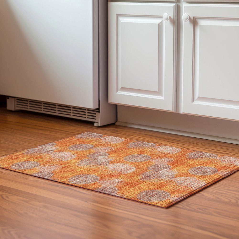 Premium Machine Washable Mayfield AMF977 Orange 1'8" x 2'6" Rug. Picture 5
