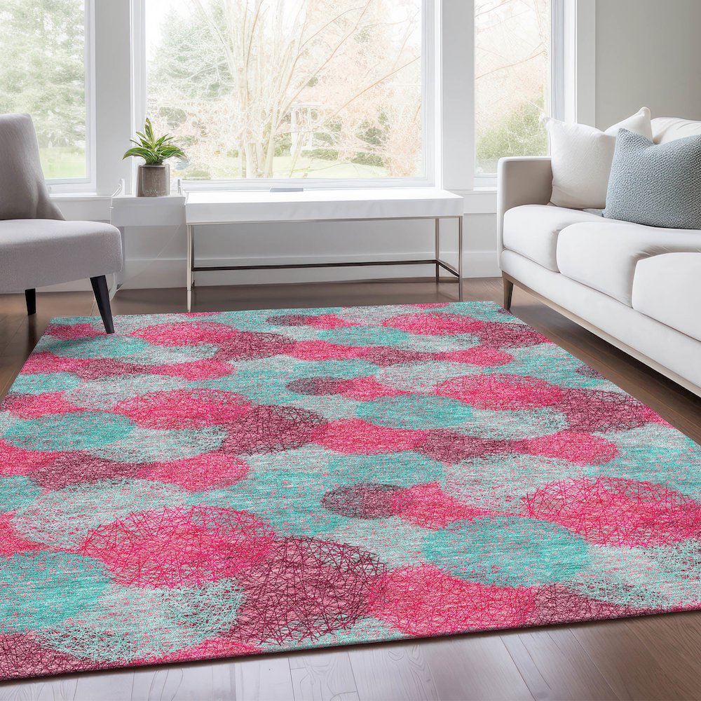 Premium Machine Washable Mayfield AMF977 Pink 2'6" x 3'10" Rug. Picture 6