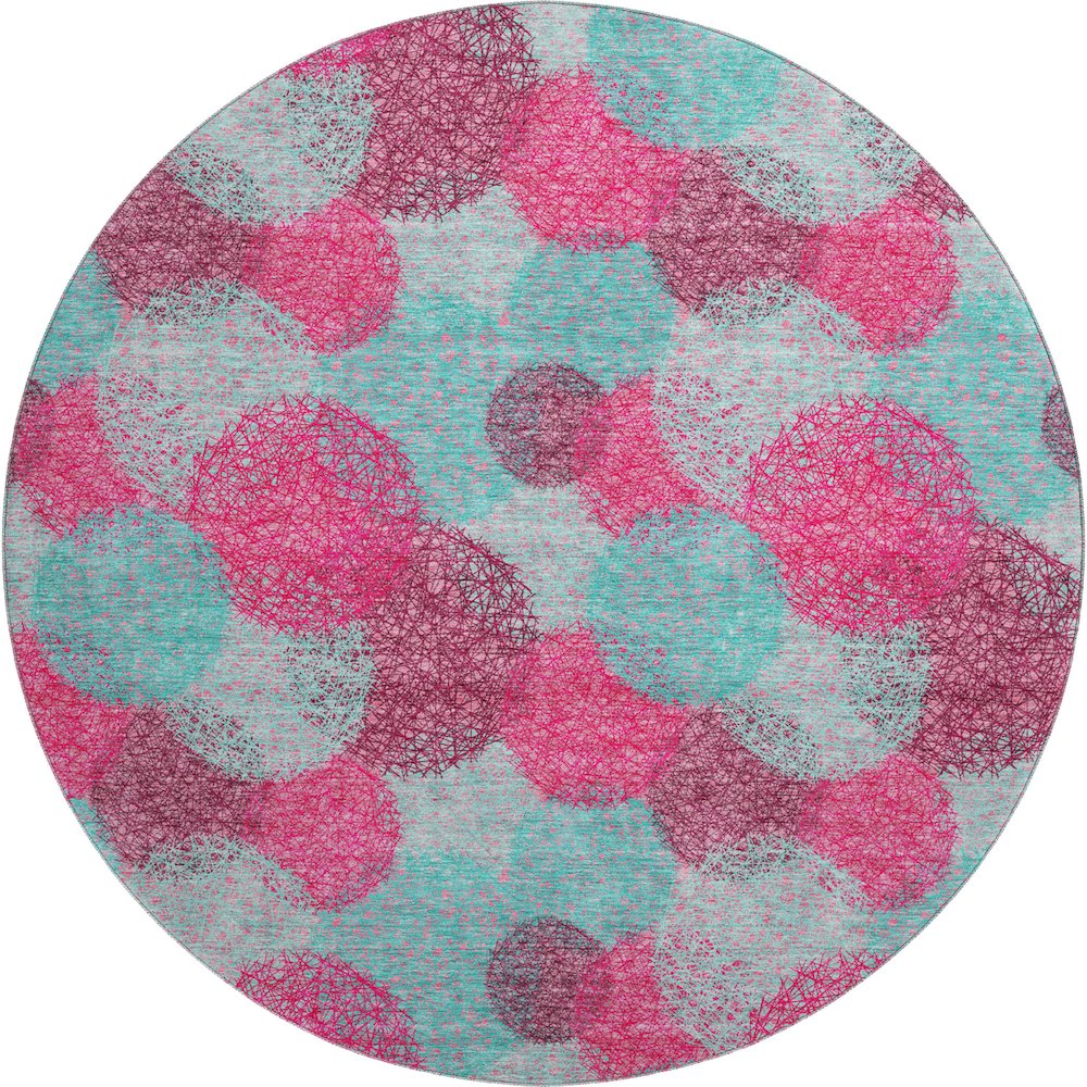 Premium Machine Washable Mayfield AMF977 Pink 8' x 8' Round Rug. Picture 1