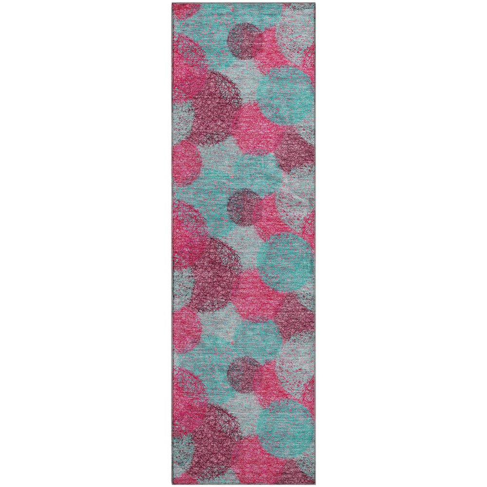Premium Machine Washable Mayfield AMF977 Pink 2'3" x 7'6" Runner Rug. Picture 1
