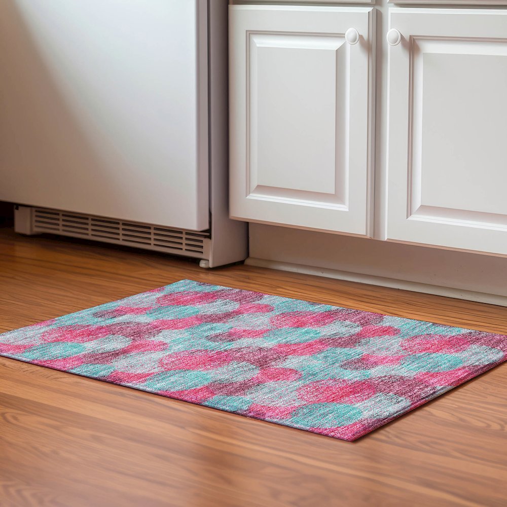 Premium Machine Washable Mayfield AMF977 Pink 1'8" x 2'6" Rug. Picture 5