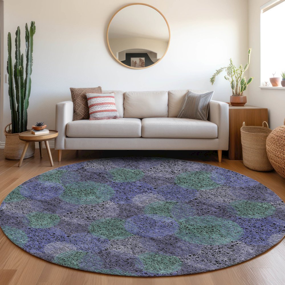 Premium Machine Washable Mayfield AMF977 Purple 8' x 8' Round Rug. Picture 5