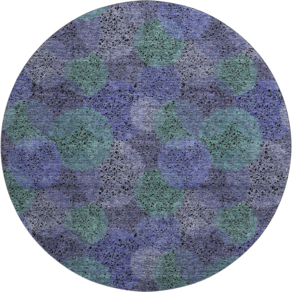 Premium Machine Washable Mayfield AMF977 Purple 8' x 8' Round Rug. Picture 1