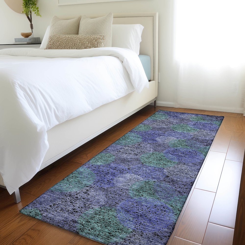 Premium Machine Washable Mayfield AMF977 Purple 2'3" x 7'6" Runner Rug. Picture 5