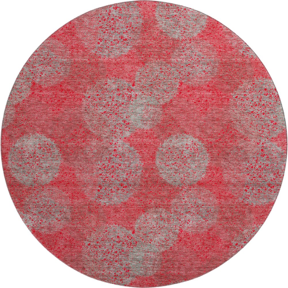 Premium Machine Washable Mayfield AMF977 Red 8' x 8' Round Rug. Picture 1