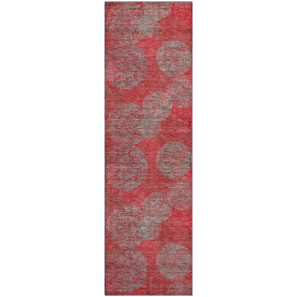 Premium Machine Washable Mayfield AMF977 Red 2'3" x 7'6" Runner Rug. Picture 1
